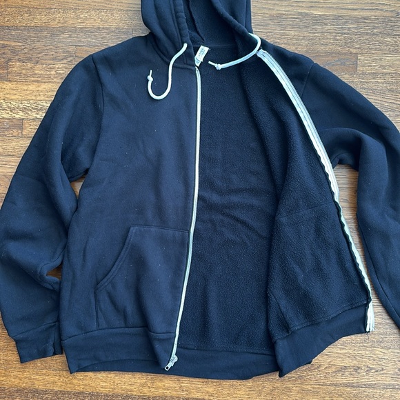 Black Unisex Cotton Logo Full Zip Hoodie - Picture 4 of 4